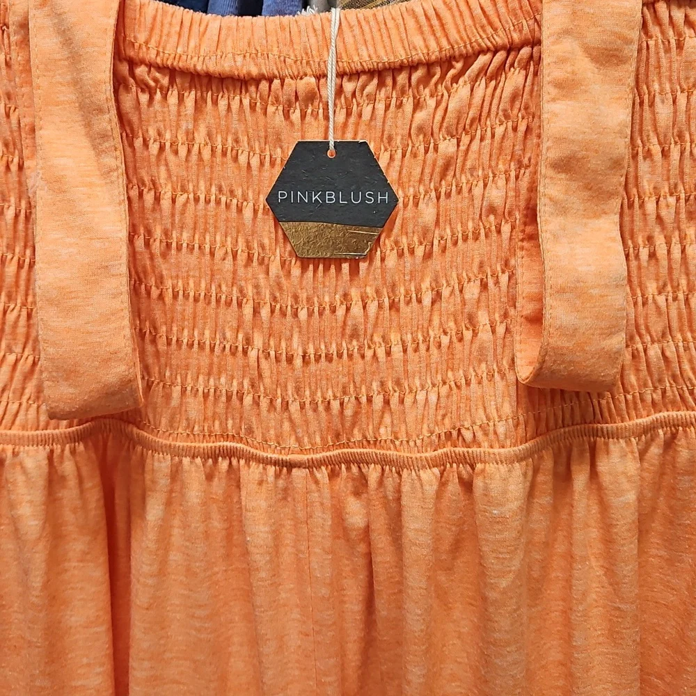 NWT Orange Smocked Wide Leg Maternity Jumpsuit - Picture 6 of 7